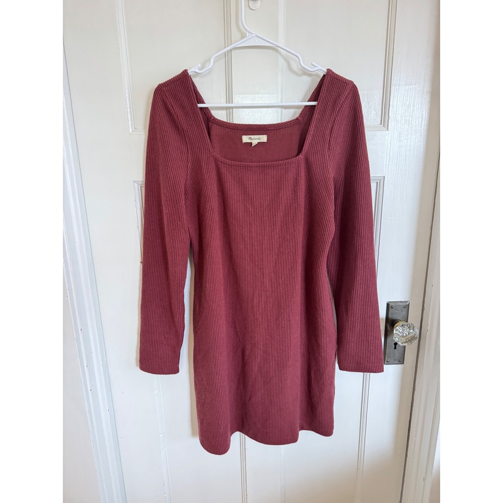 Madewell burgundy mauve ribbed bodycon dress size large